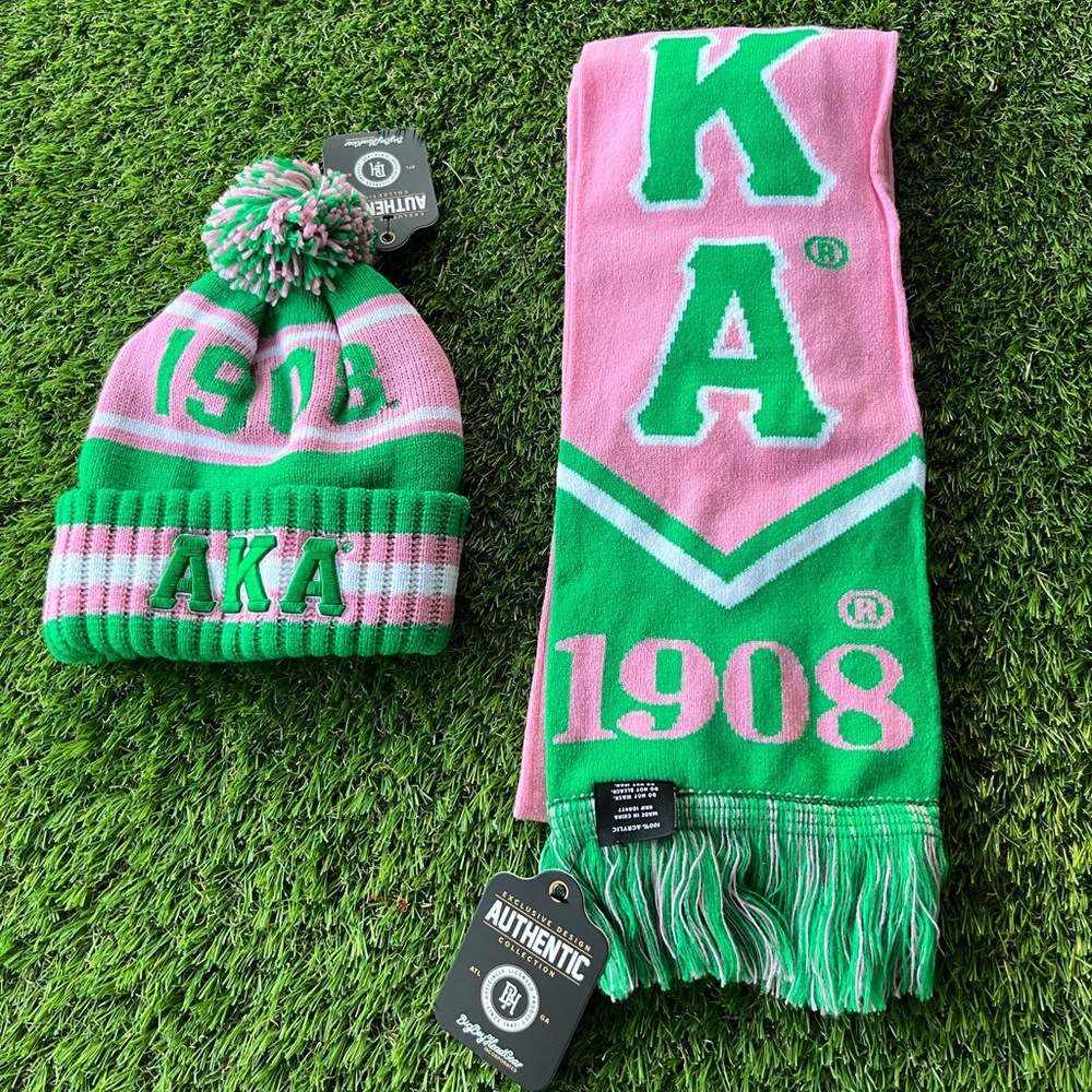 💥 AKA Alpha Kappa Alpha Scarf and Knit Beanie/Cap